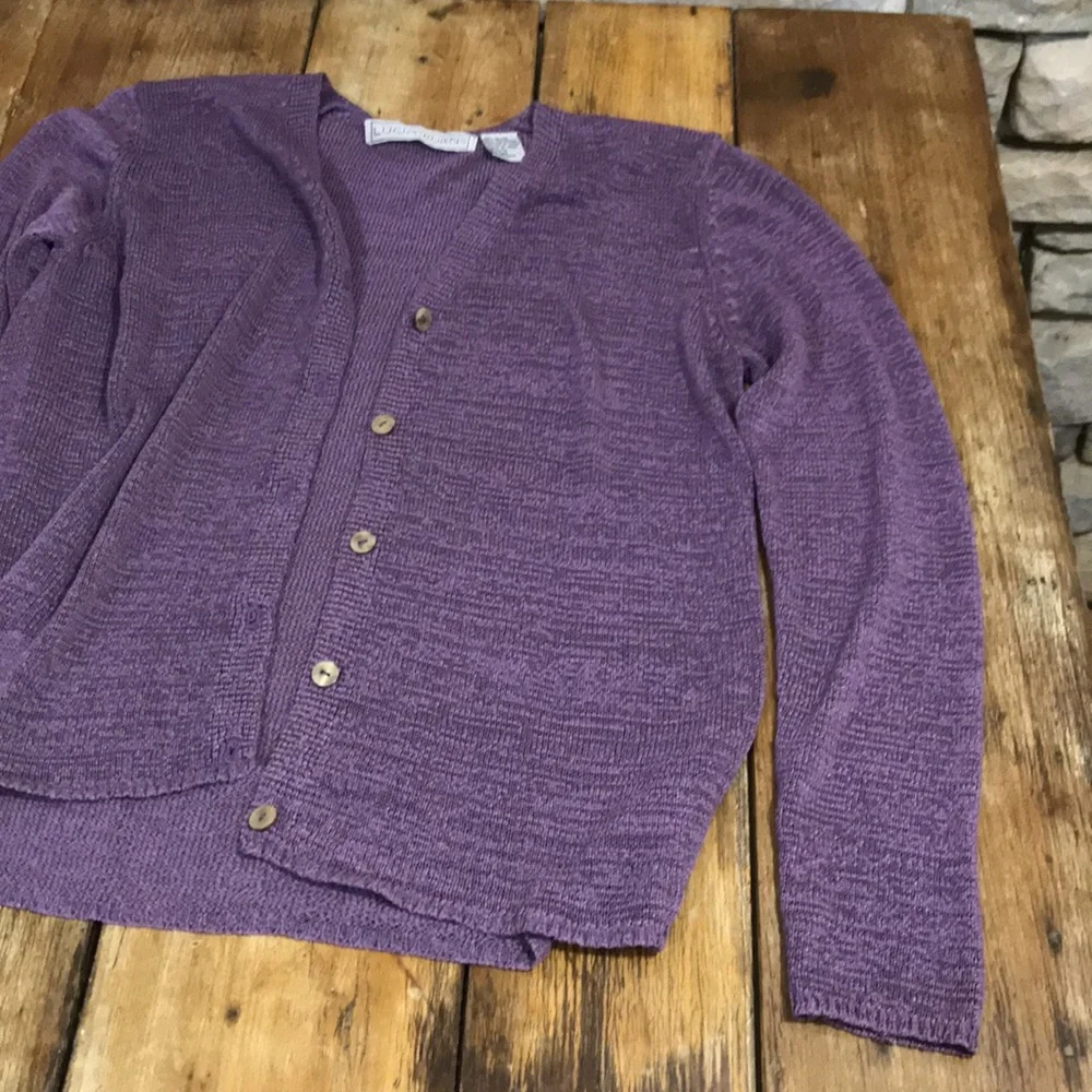 NWOT Lucia Burns Purple Cardigan - Picture 2 of 5